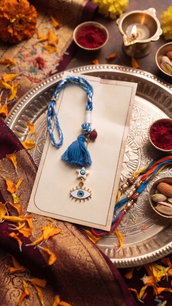 Blue Evil Eye Rudraksha Bhabhi Lumba