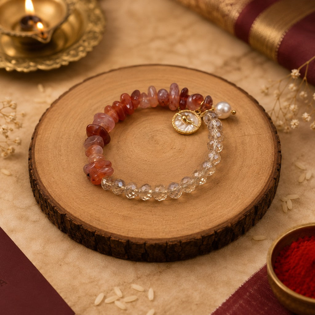 Carnelian Crystal Dolphin Charm Bracelet