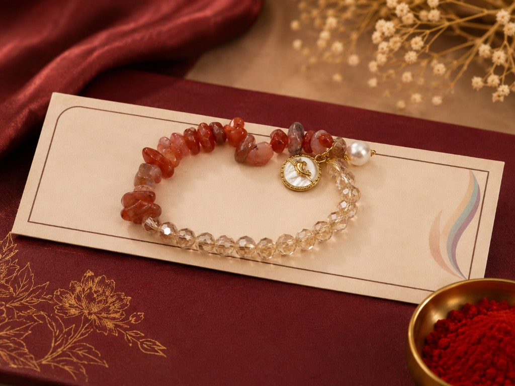 Carnelian Crystal Dolphin Charm Bracelet