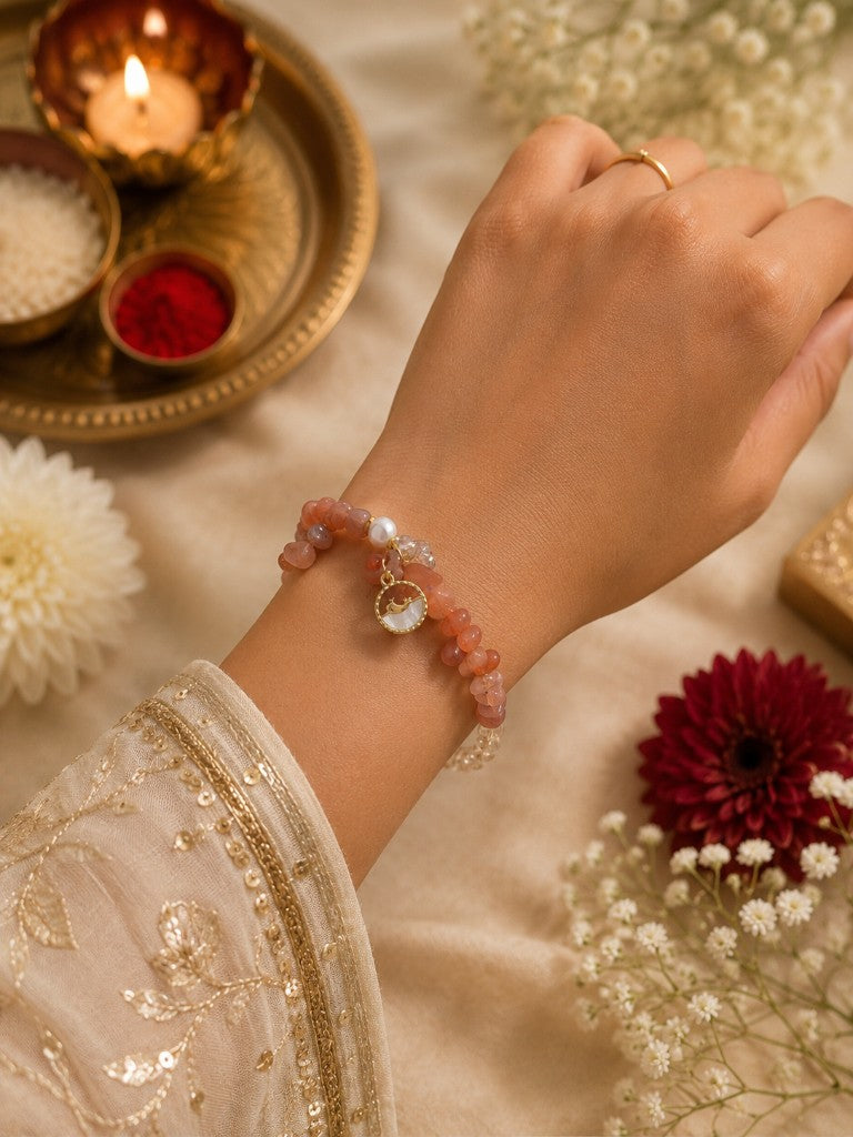 Carnelian Crystal Dolphin Charm Bracelet