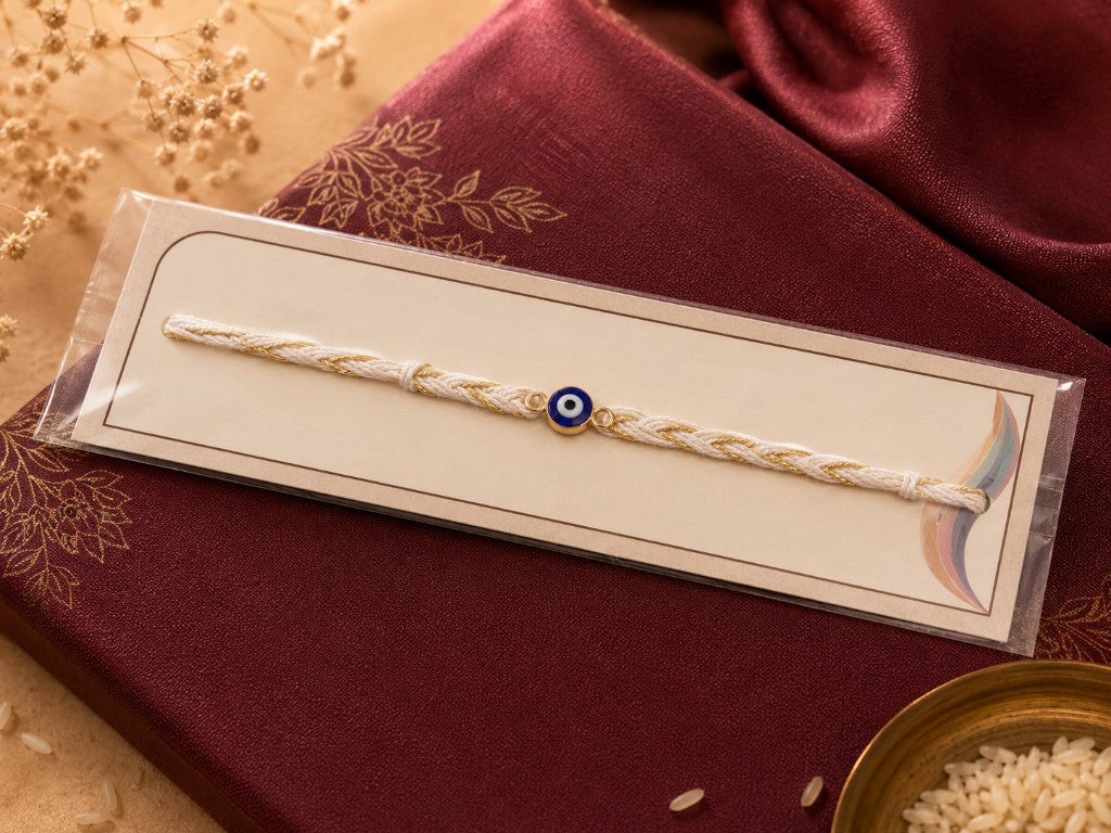 Cream Gold Evil Eye Bhai Rakhi