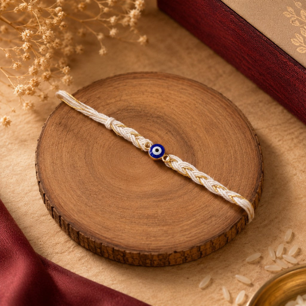 Cream Gold Evil Eye Bhai Rakhi