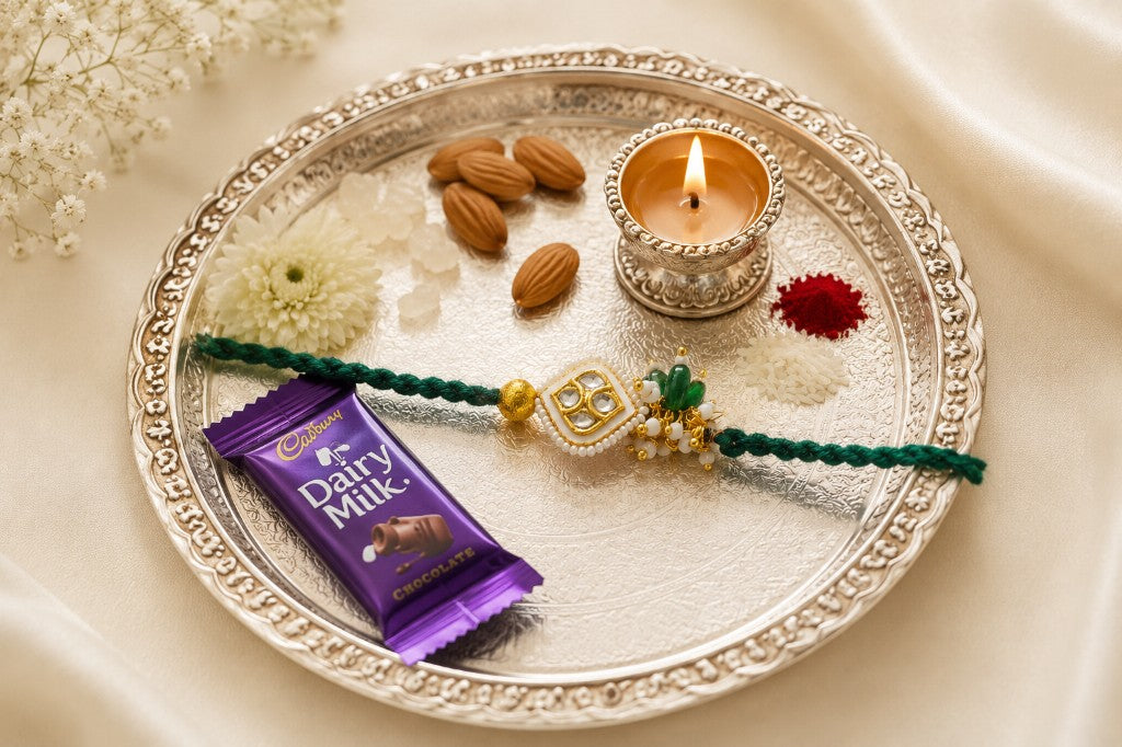 Emerald Kundan Pearl Bhabhi Rakhi