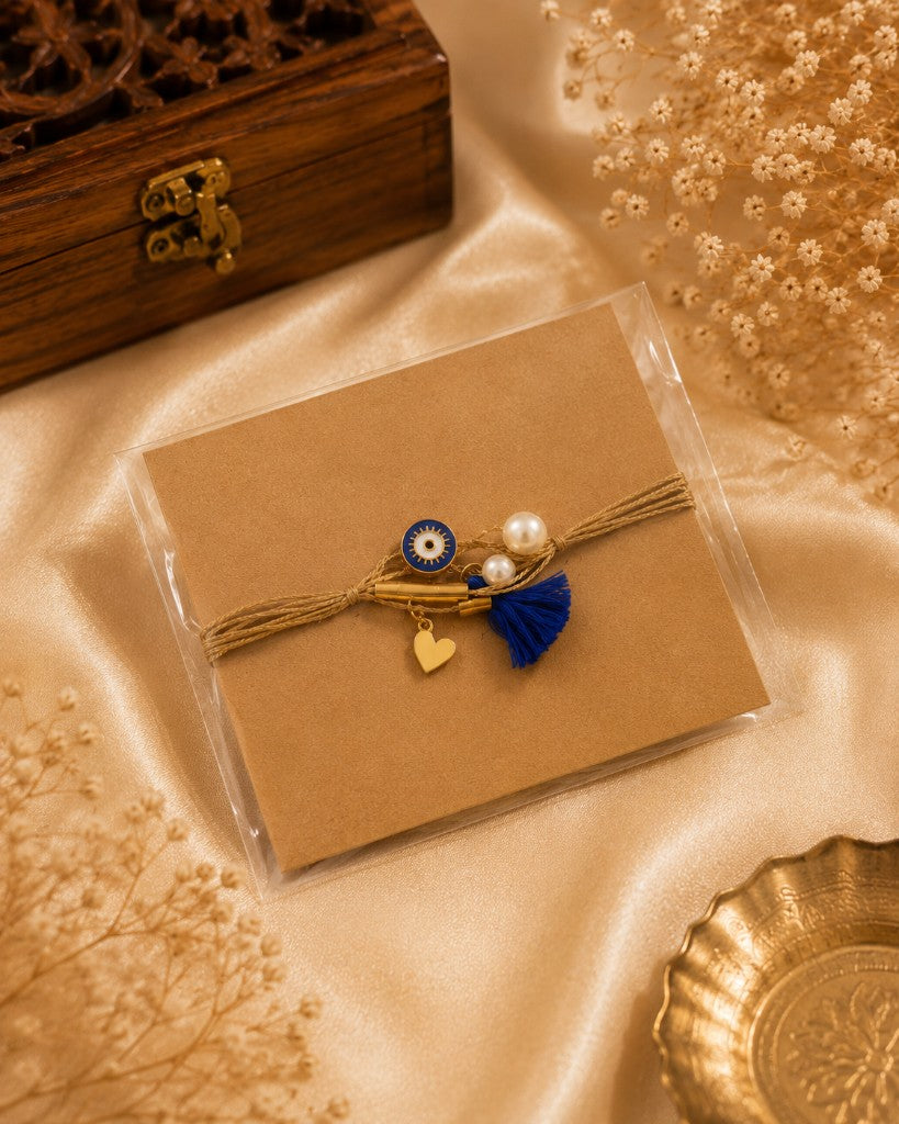 Evil Eye Blue Tassel Bhabhi Rakhi