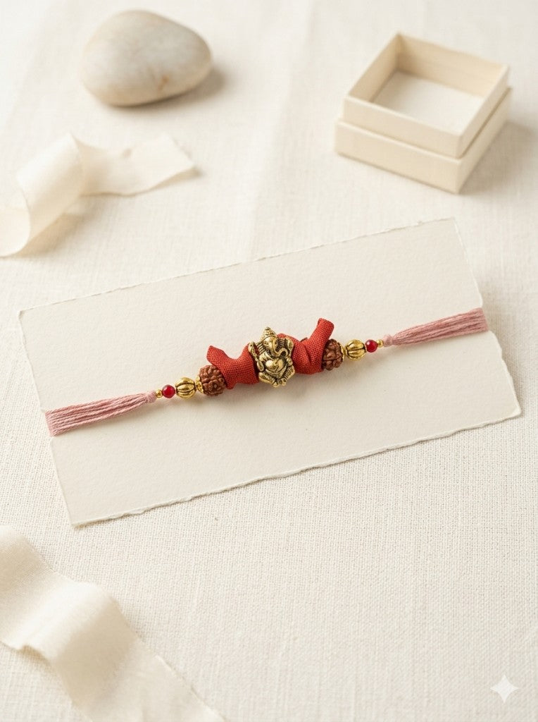 Ganesha Rudraksha Mauve Bhai Rakhi