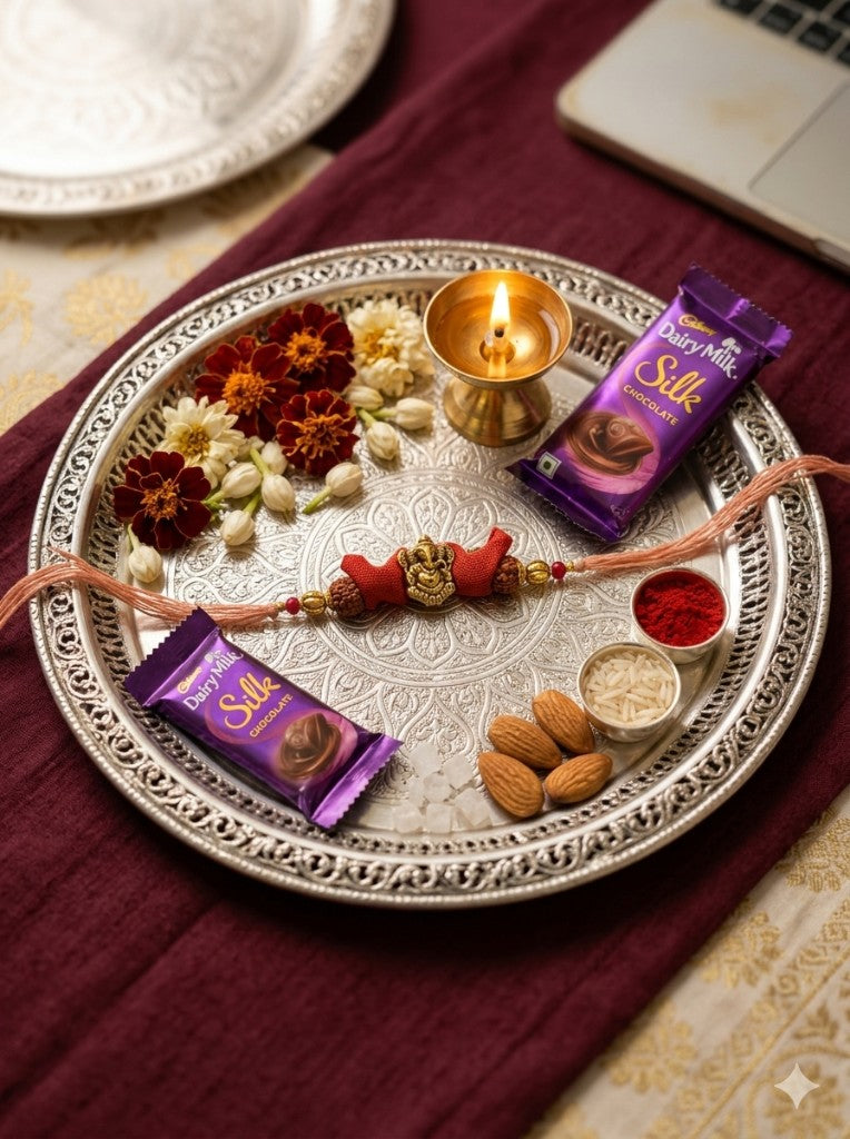 Ganesha Rudraksha Mauve Bhai Rakhi