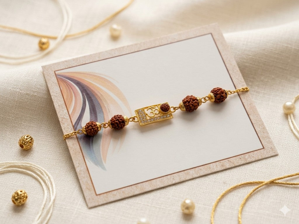 Om Rudraksha Gold Chain Bhabhi Rakhi