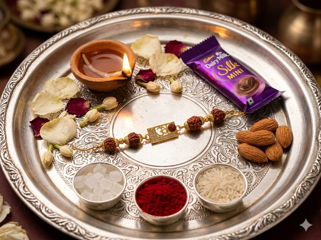 Om Rudraksha Gold Chain Bhabhi Rakhi