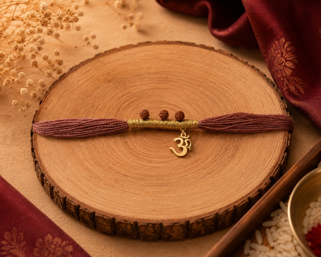 Om Rudraksha Mauve Bhai Rakhi