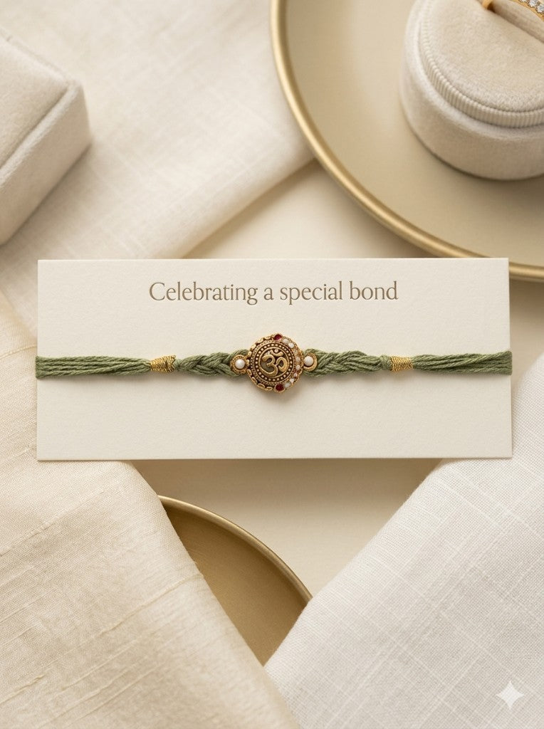 Om Sage Green Bhai Rakhi