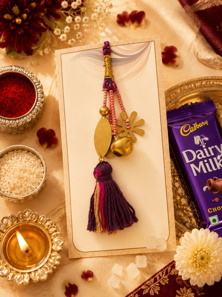 Purple Gold Tassel Bhabhi Lumba