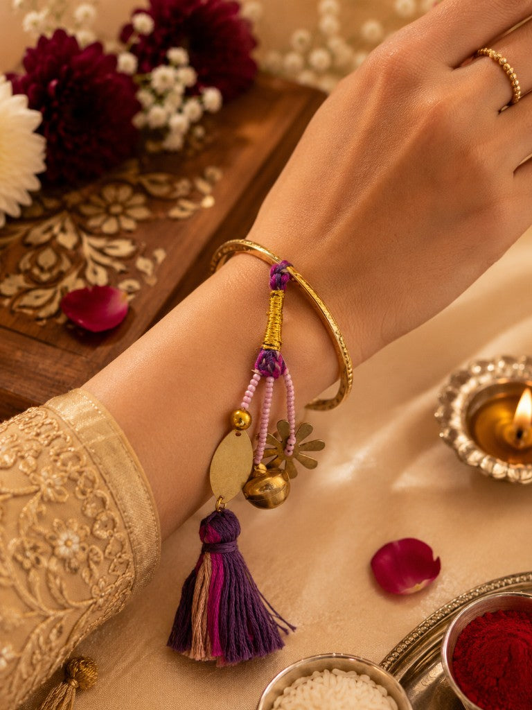 Purple Gold Tassel Bhabhi Lumba
