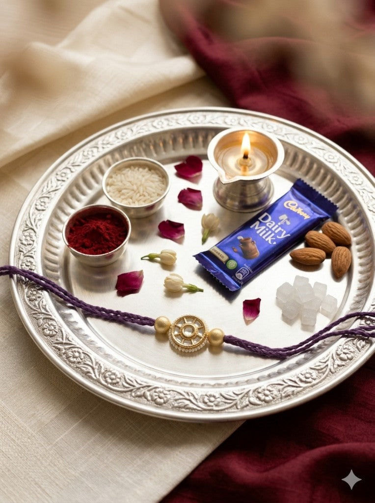 Purple Kundan Pearl Bhai Rakhi