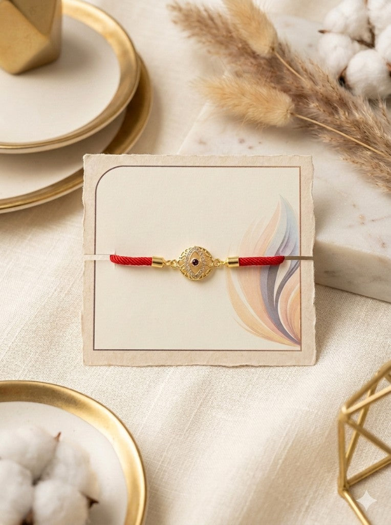 Red Evil Eye Filigree Bhai Rakhi