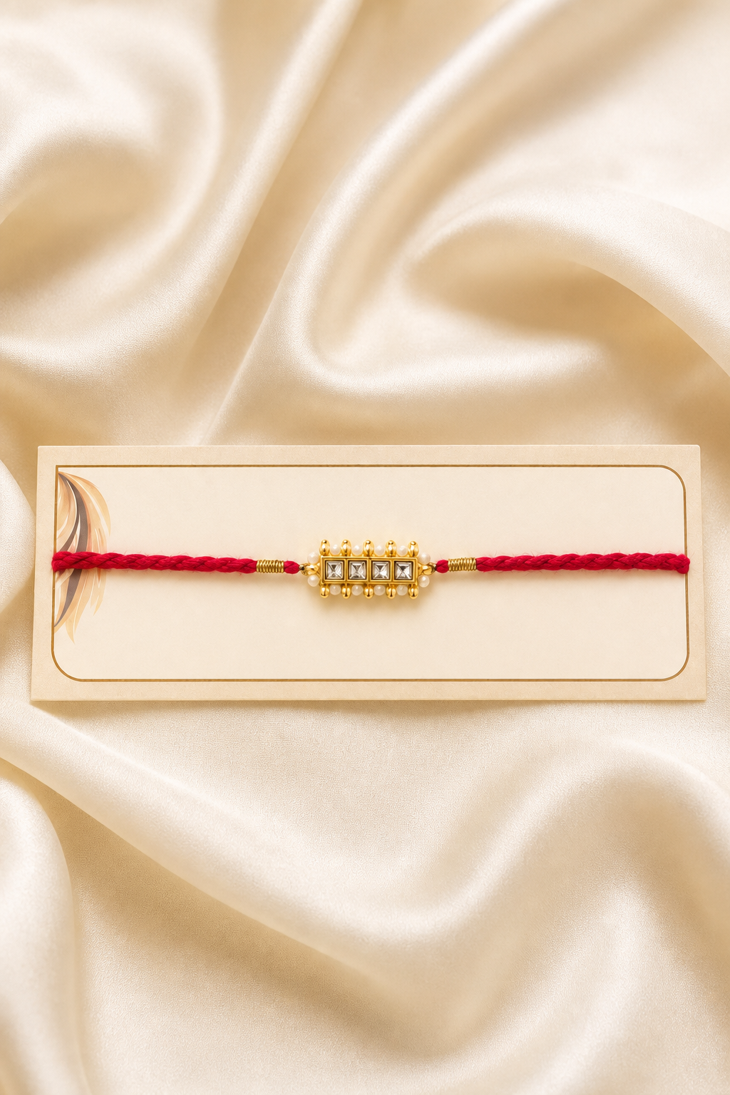 Red Kundan Bar Bhai Rakhi