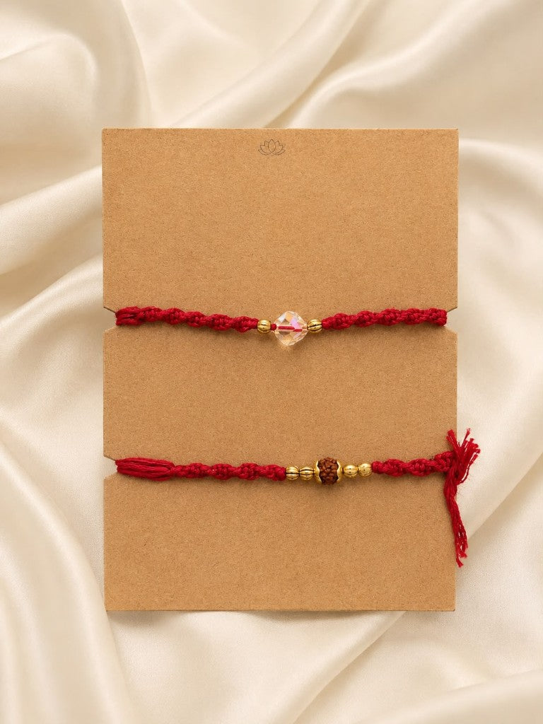Red Rudraksha Crystal Bhai-Bhabhi Set