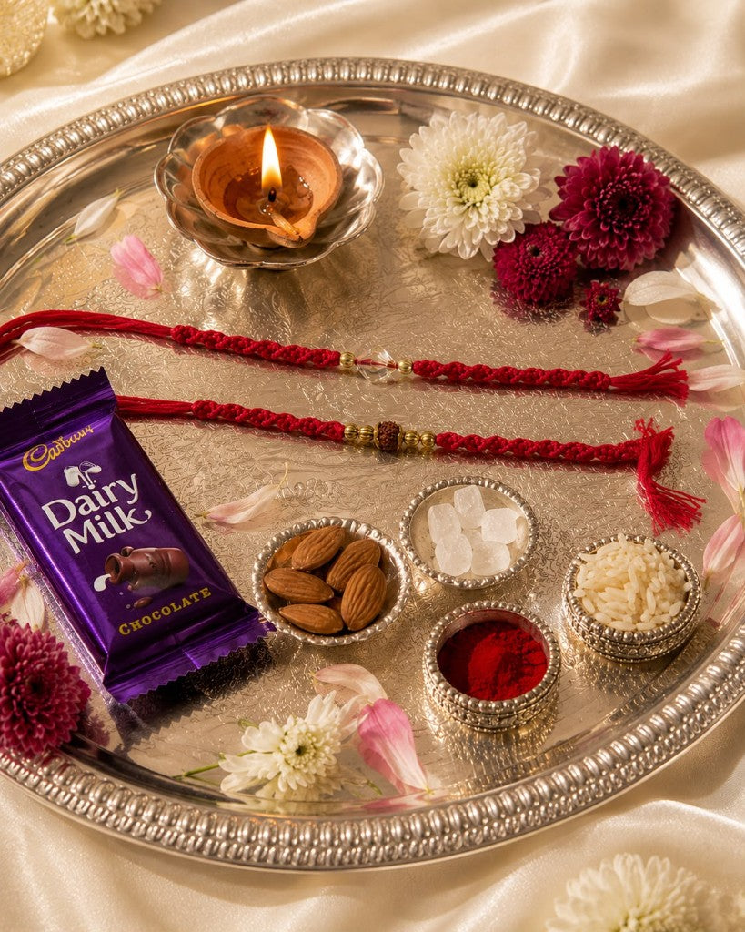 Red Rudraksha Crystal Bhai-Bhabhi Set
