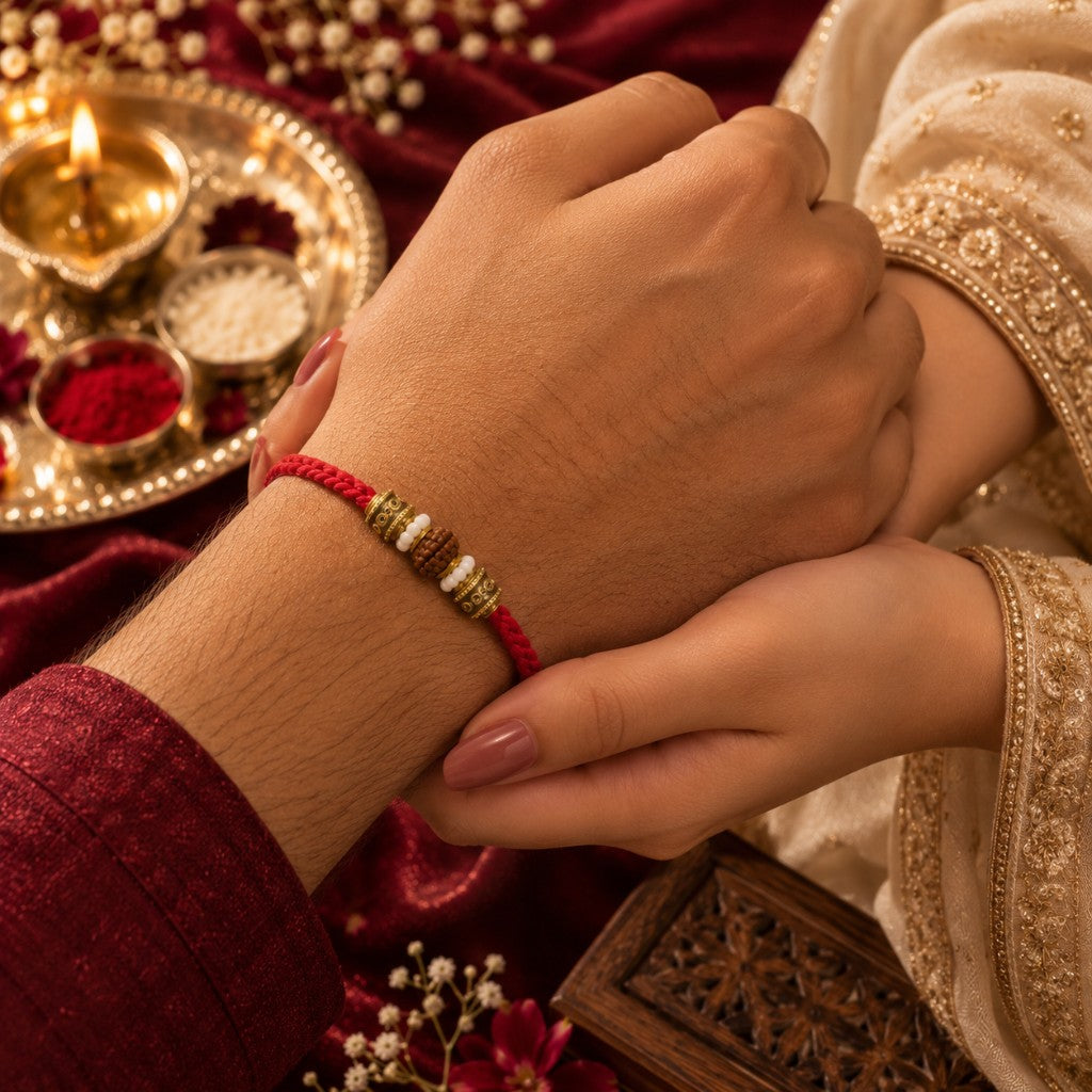 Rudraksha Pearl Filigree Bhai Rakhi