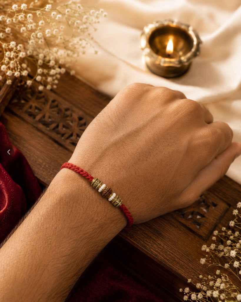 Rudraksha Pearl Filigree Bhai Rakhi