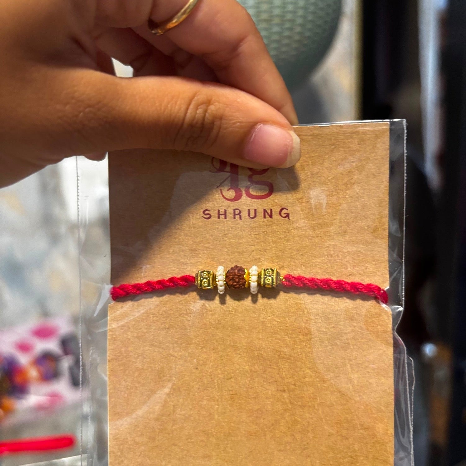 Rudraksha Red Gold Bhai Rakhi