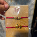 Rudraksha Red Gold Couple Rakhi Set
