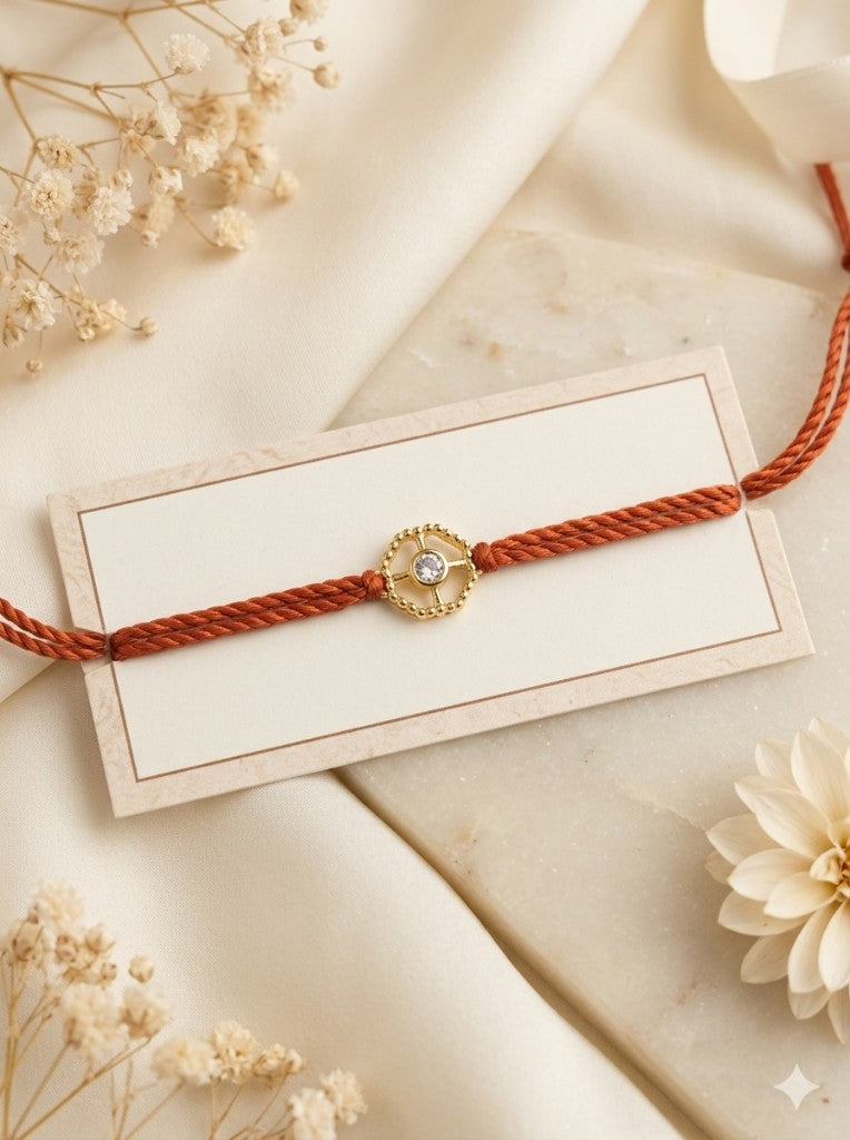 Rust Orange Ship Wheel Bhai Rakhi