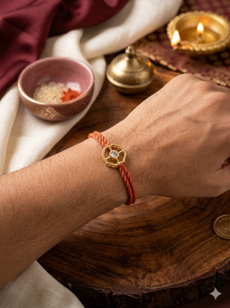Rust Orange Ship Wheel Bhai Rakhi