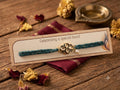 Teal Floral Kundan Pearl Bhabhi Rakhi