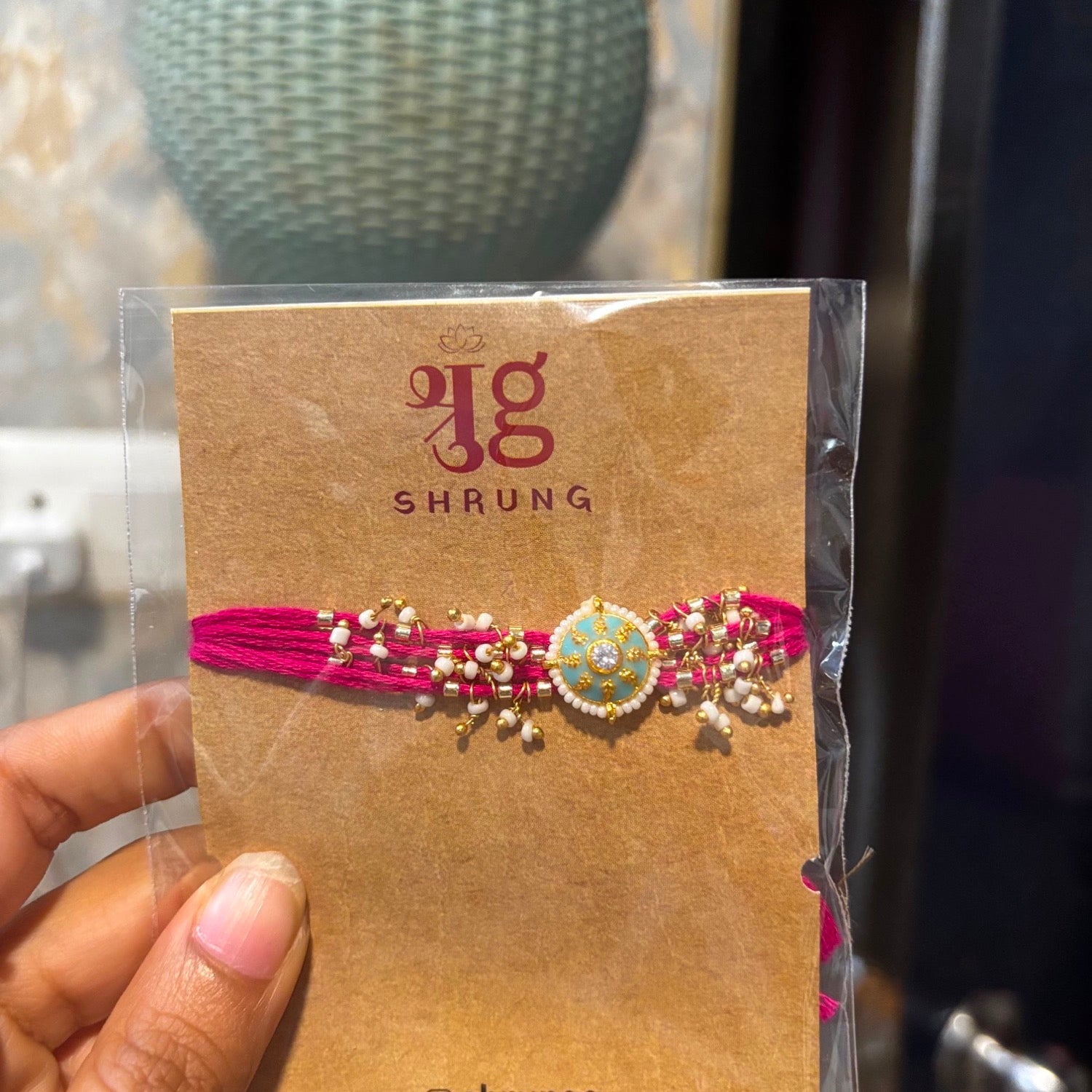 Teal Kundan Lumba Bhabhi Rakhi