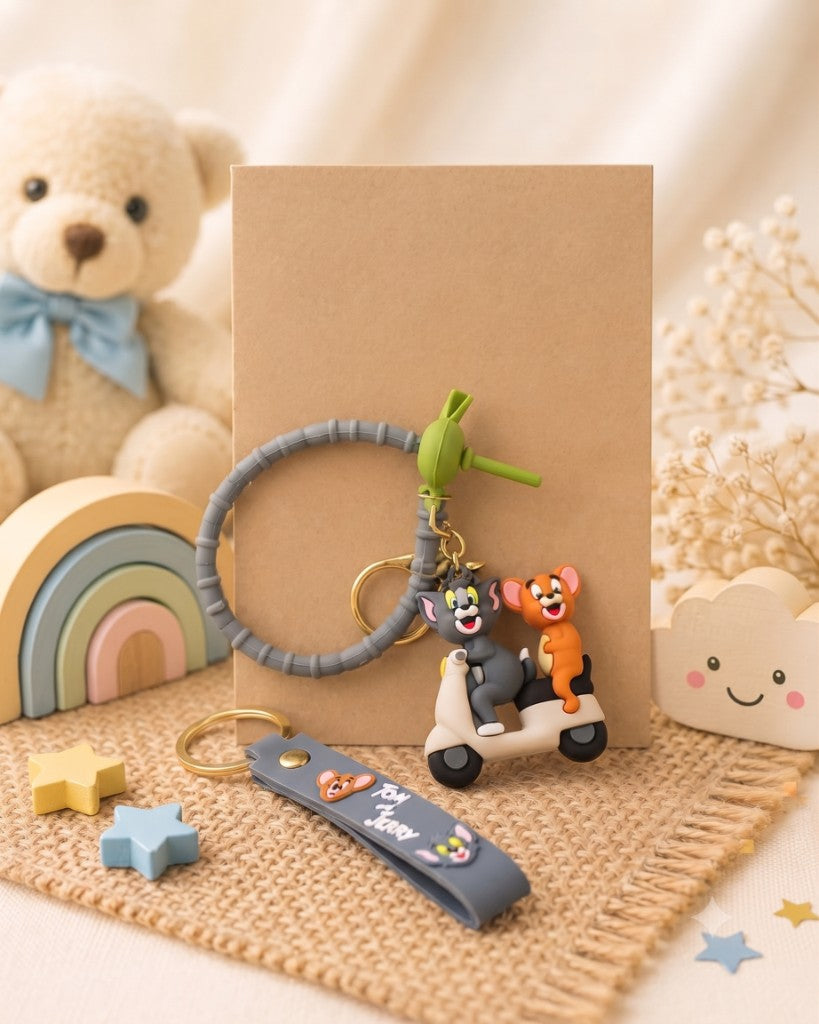 Tom & Jerry Scooter Kids Rakhi with Keychain