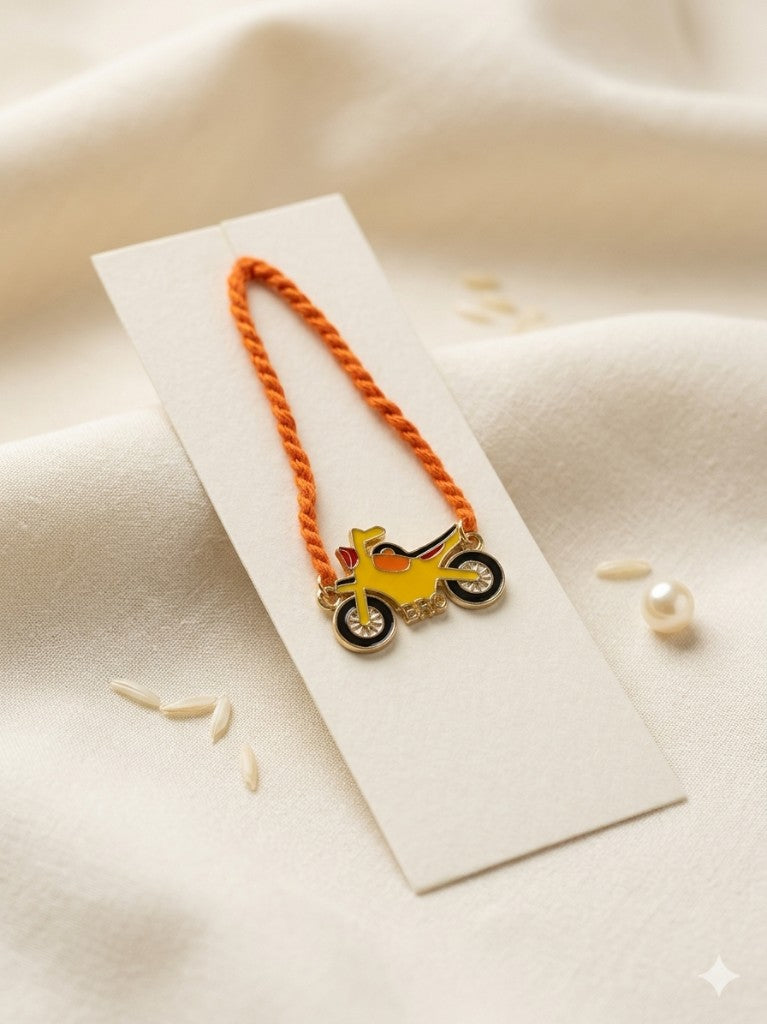 Yellow Motorcycle BRO Kids Rakhi