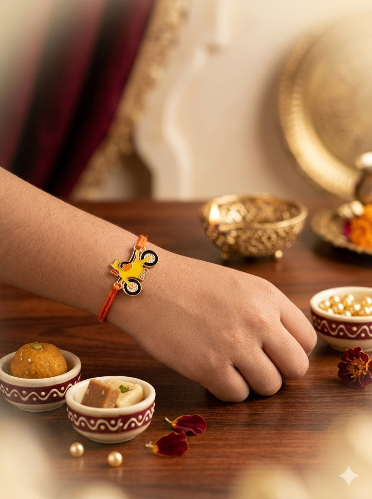 Yellow Motorcycle BRO Kids Rakhi